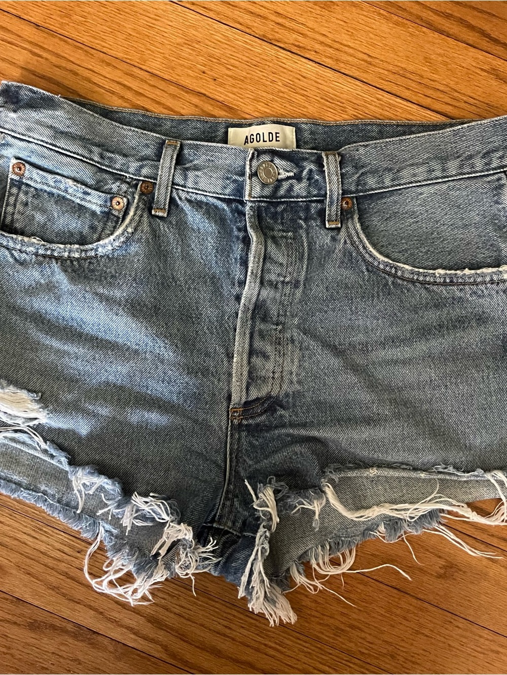 Agolde Parker Distress Denim Jean Shorts Size 27 - Picture 3 of 6